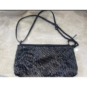 Elliott Lucca black weaved leather shoulder bag